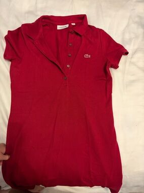 Lacoste Red Polo Shirt Dress with Croc Logo